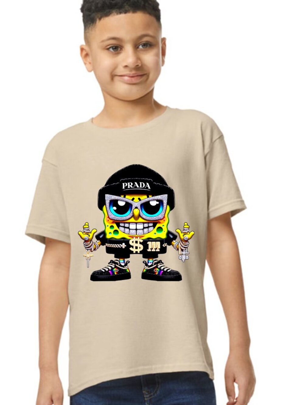 HYPEBEAST SpongeBob "Prada" Drip Tee | Custom DTF Streetwear Youth Graphic youth